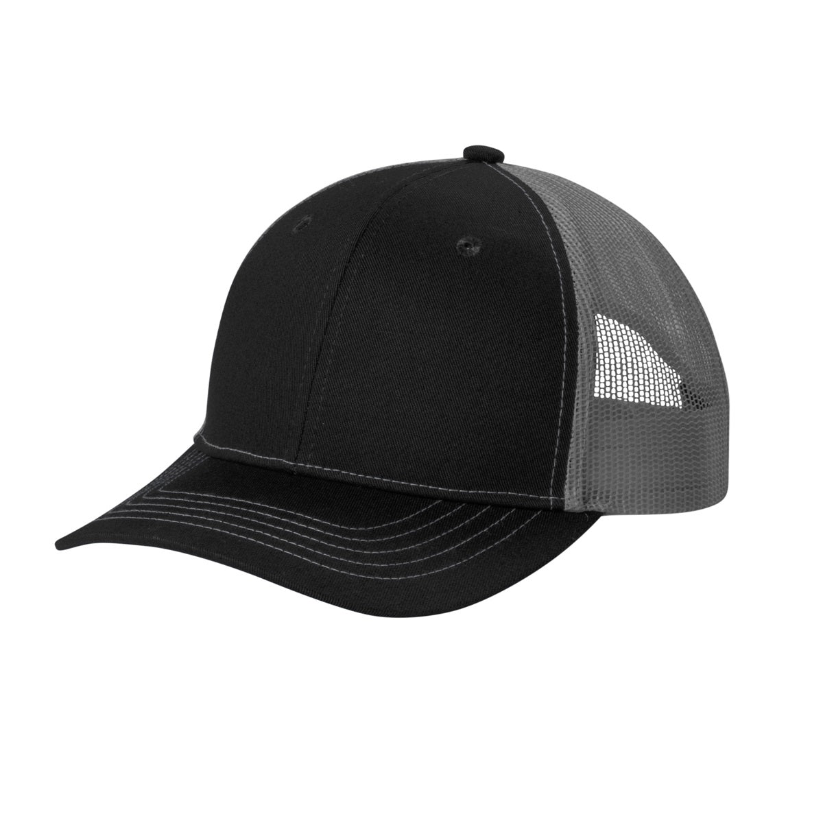 24 Pack Youth Youth Snapback Trucker Cap - Black / Steel