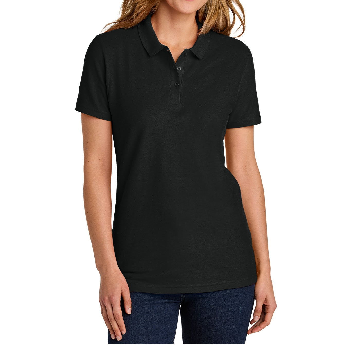 36 Pack Women's Short Sleeve Jersey Knit Polo Shirts - Black
