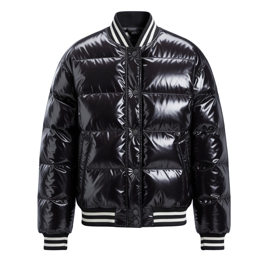 12 Pack Adult Varsity Style Shiny Bubble Jacket in Black