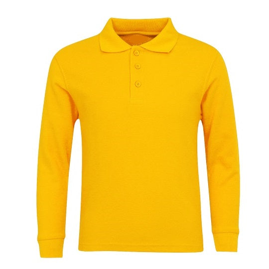36 Pack Boys Long Sleeve Pique Polo Shirt - Gold