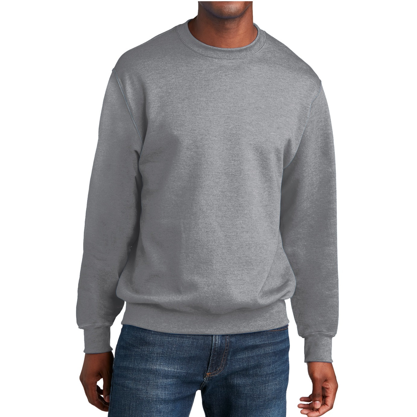 24 Pack Men's Crewneck Sweatshirt - Heather Grey