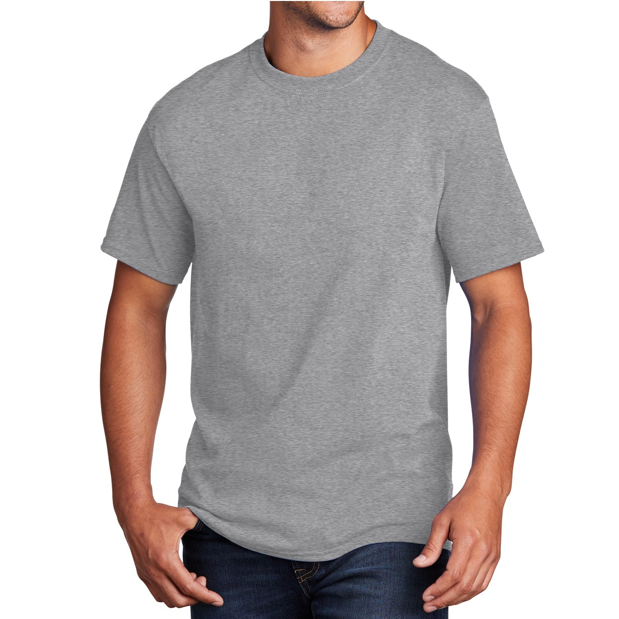 48 Pack Men's Cotton T-Shirt - Heather Grey