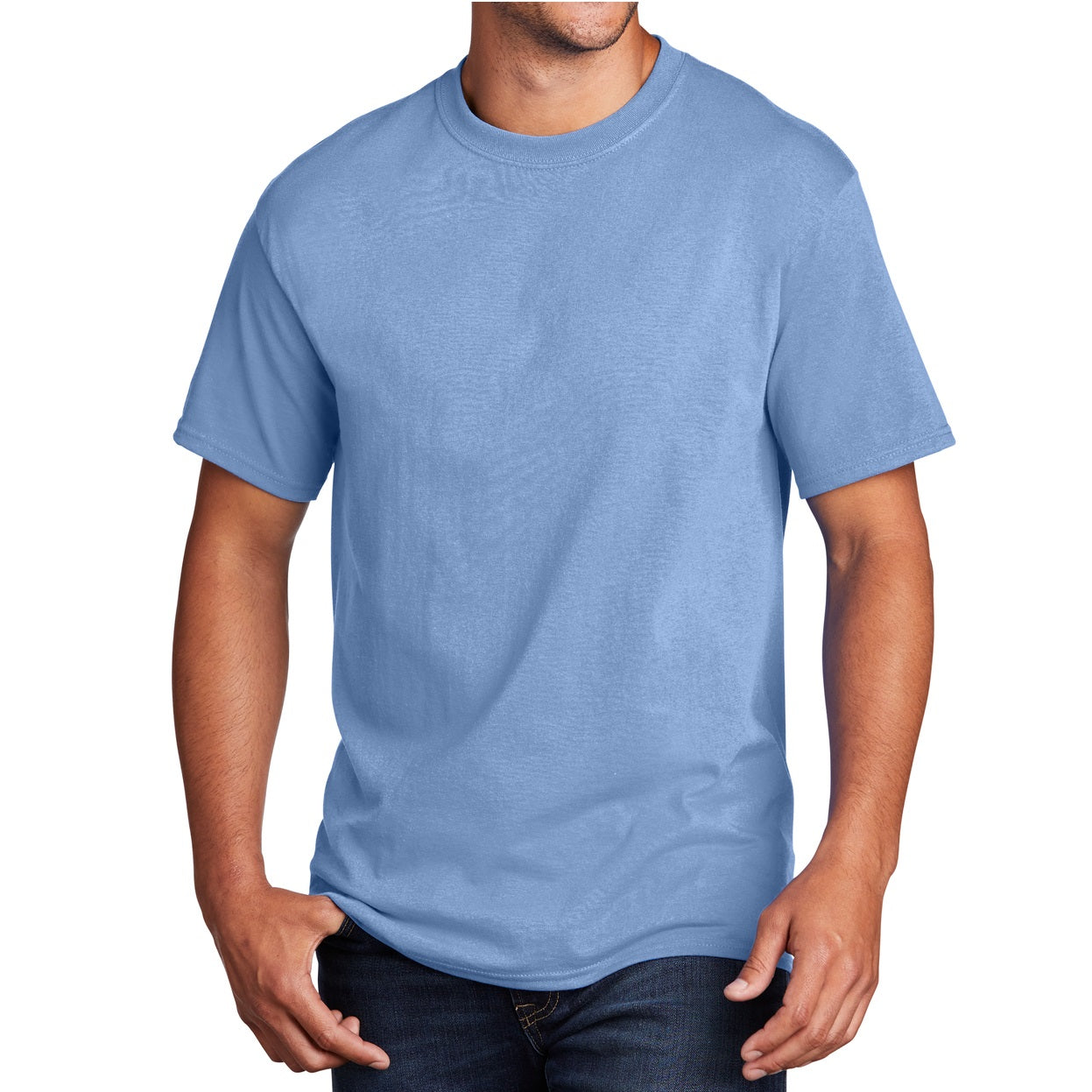 48 Pack Men's Cotton T-Shirt - Light Blue