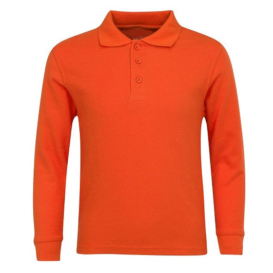 36 Pack Men's Long Sleeve Pique Polo Shirts - Orange