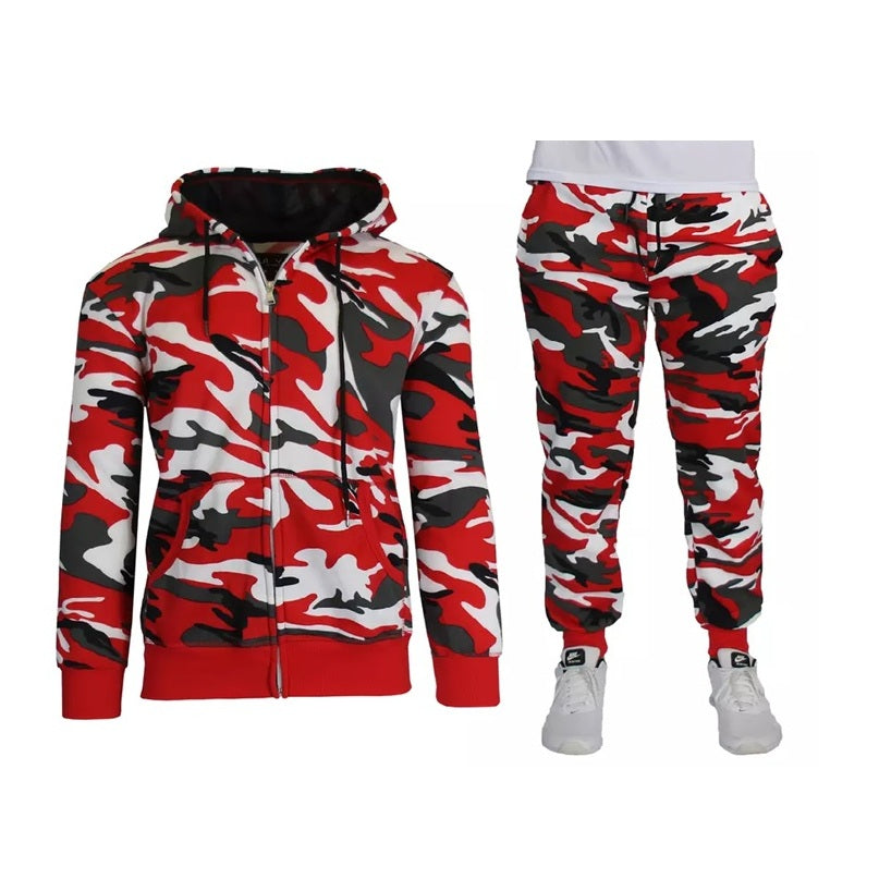 12 Pack Youth 2 Piece Zip Up Camo Sweatsuit - Royal Camo