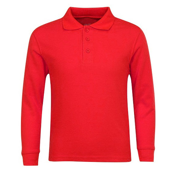 36 Pack Men's Long Sleeve Pique Polo Shirts - Red