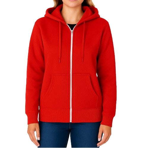 24 Pack Women's Full Zip Soft Hoodie Sweatshirt - Red