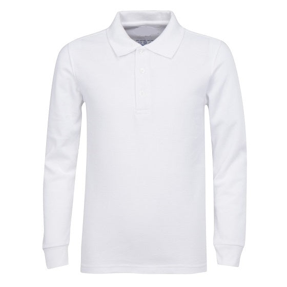 36 Pack Boys Long Sleeve Pique Polo Shirt - White
