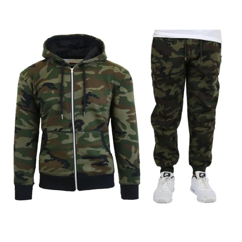 12 Pack Youth 2 Piece Zip Up Camo Sweatsuit - Red Camo