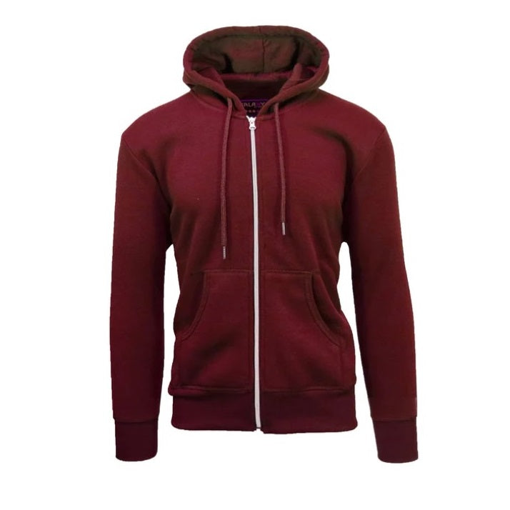 24 Pack Men's Full Zip Soft Hoodie Sweatshirt - Burgundy