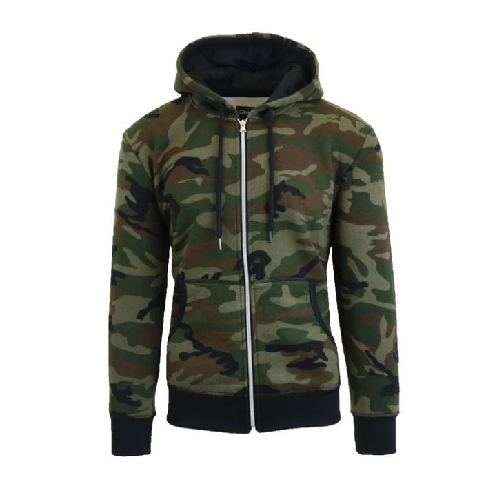 24 Pack Men's Full Zip Soft Hoodie Sweatshirt - Camo