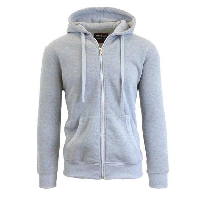 24 Pack Men's Full Zip Soft Hoodie Sweatshirt - Heather Grey