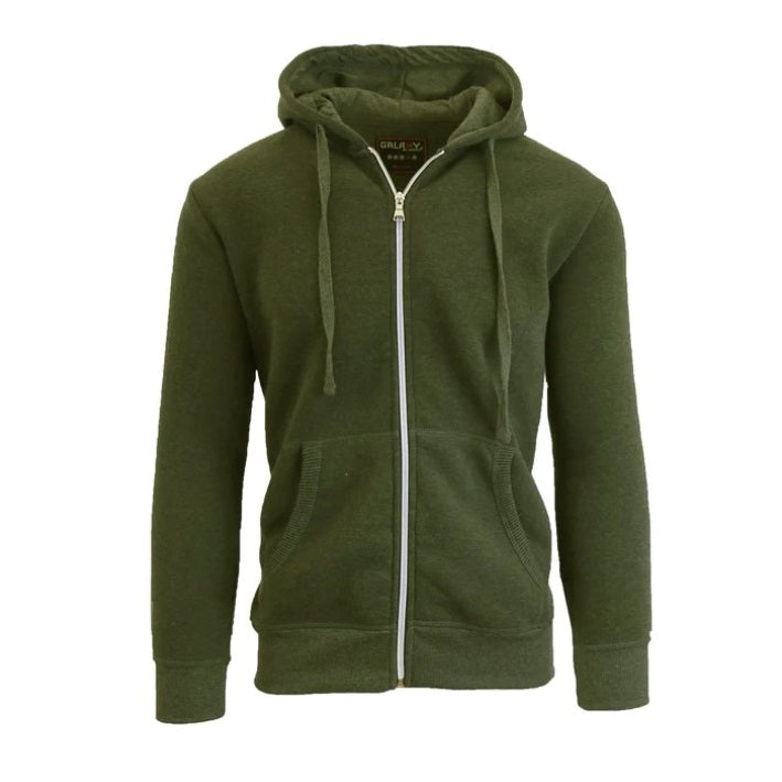 24 Pack Men's Full Zip Soft Hoodie Sweatshirt - Olive