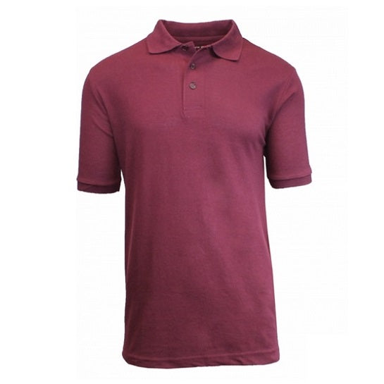 36 Pack Men's Short Sleeve Pique Polo Shirts - Burgundy