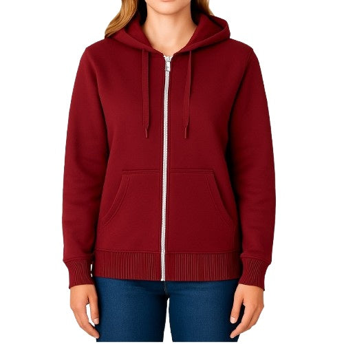 24 Pack Women's Full Zip Soft Hoodie Sweatshirt - Burgundy