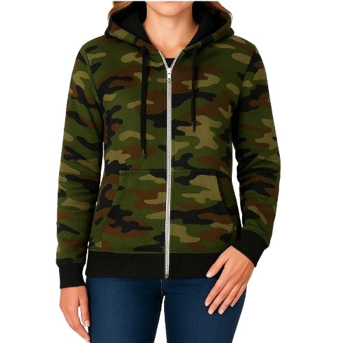 24 Pack Women's Full Zip Soft Hoodie Sweatshirt - Camo