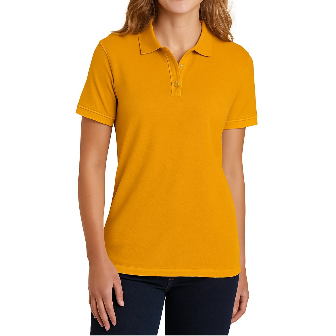 36 Pack Women's Short Sleeve Jersey Knit Polo Shirts - Gold