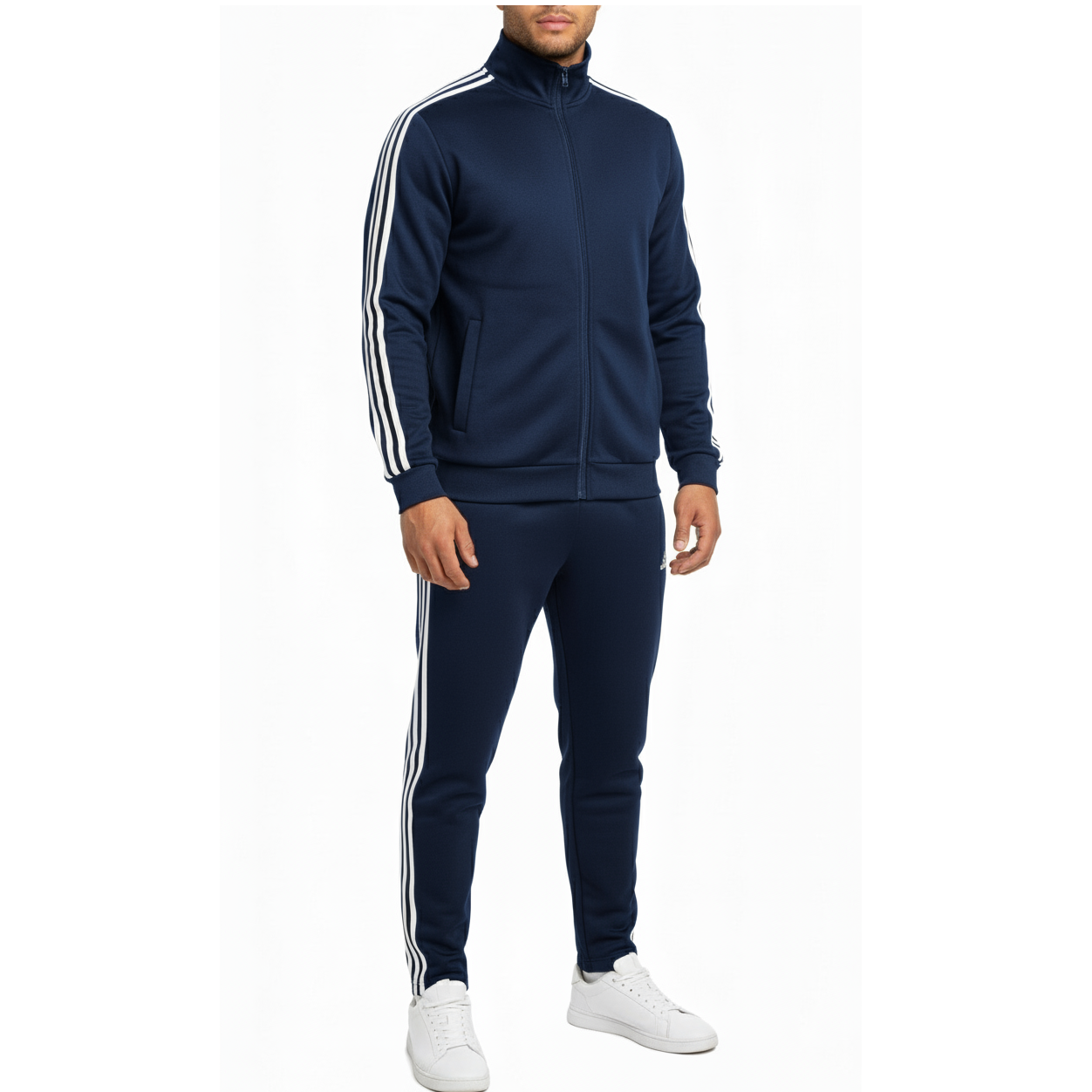 12 Pack Men's Adult Tech Fleece Full Zip Jacket & Jogger Set in Navy