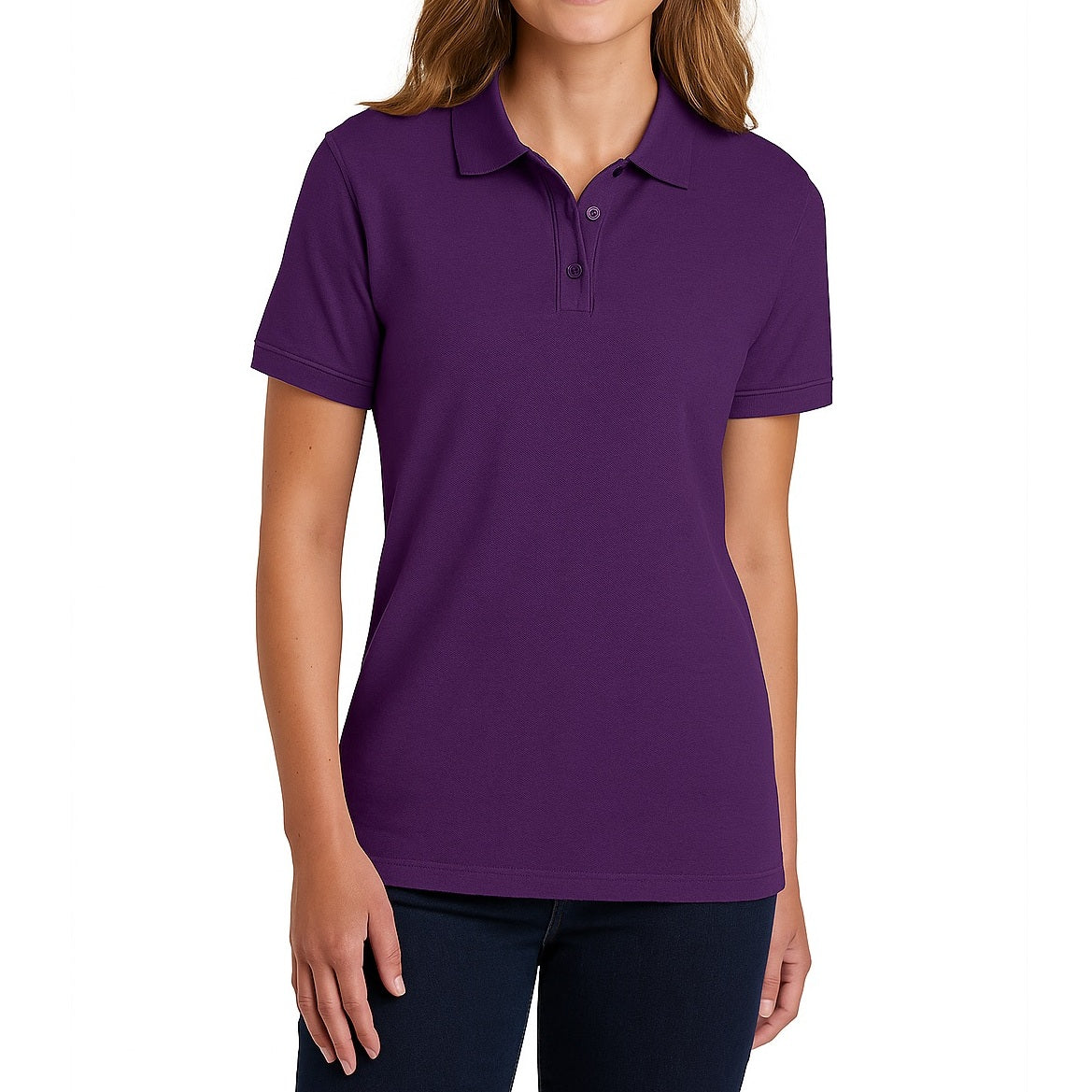 36 Pack Women's Short Sleeve Jersey Knit Polo Shirts - Purple