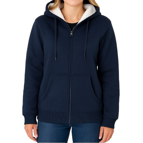 24 Pack Women's Full Zip Sherpa Lined Hoodie - Navy