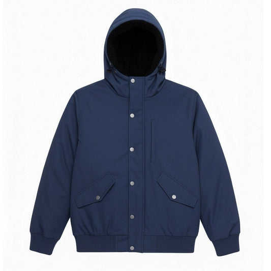 12 Pack Adult Hooded Bomber Jacket with Fur Lining in Navy