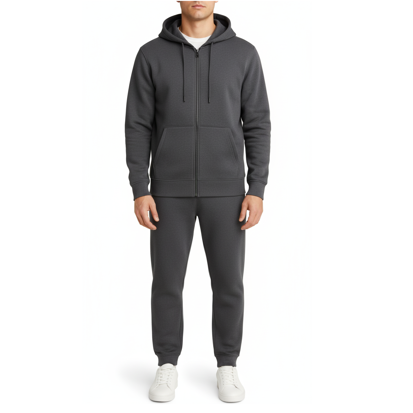 12 Pack Zip Up Hoodie & Jogger 2 Piece Set - Charcoal