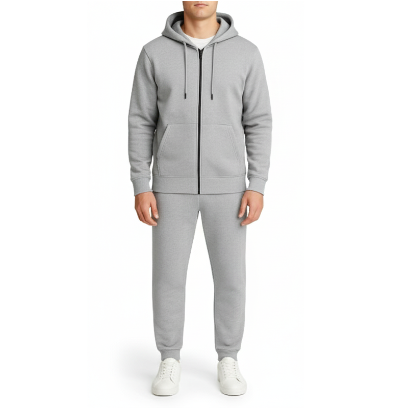 12 Pack Zip Up Hoodie & Jogger 2 Piece Set - Heather Grey