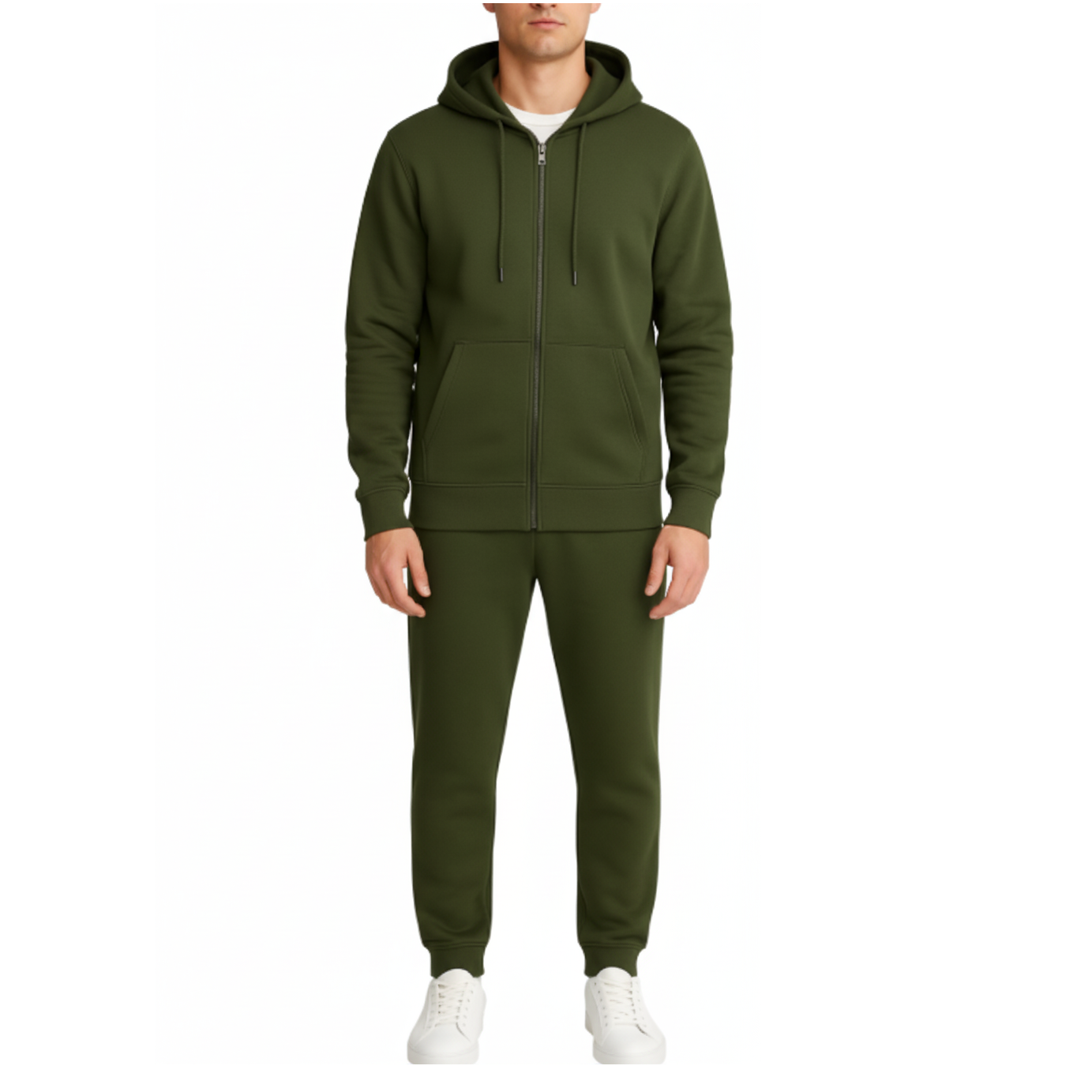 12 Pack Zip Up Hoodie & Jogger 2 Piece Set - Olive