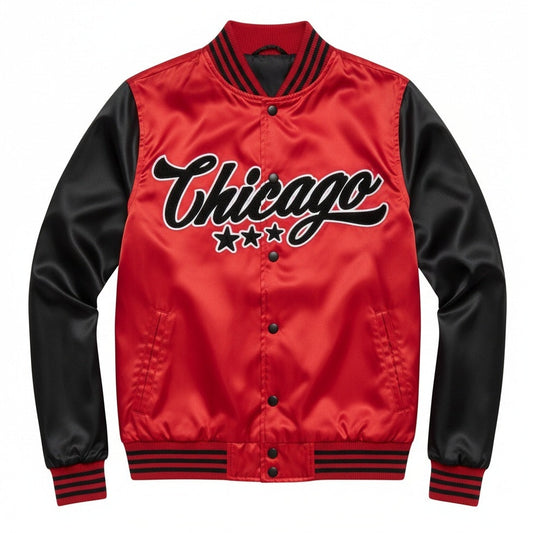 16 Pack Adult Lightweight Satin Jacket with Chicago Embroidery