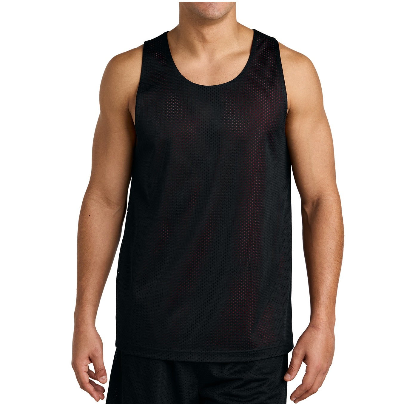 36 Pack Men's Reversible Mesh Jersey Tank - Black / Red