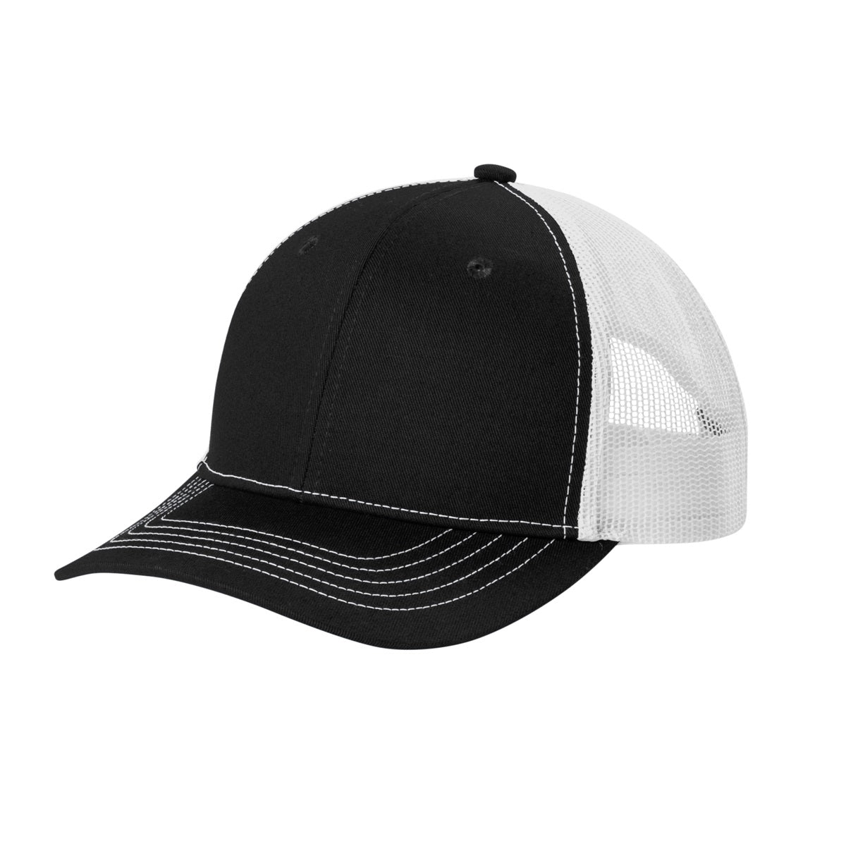 24 Pack Youth Youth Snapback Trucker Cap - Black / White