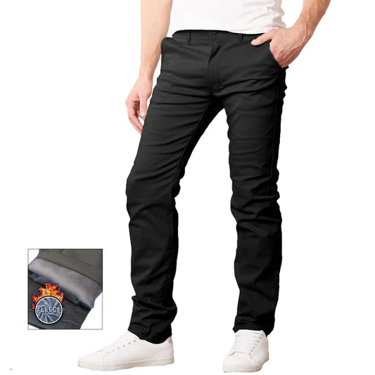 24 Pack Men's Fleece Lined Chino Pants - Black