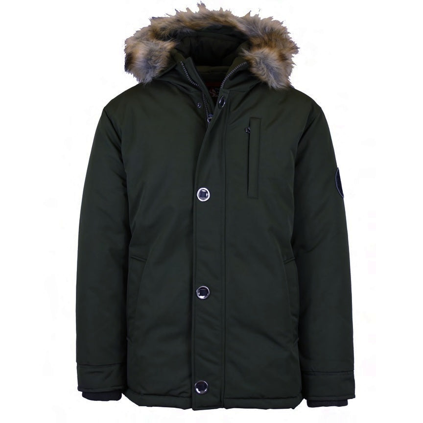 24 Pack Men's Heavyweight Parka Jacket with Fur Hood – Olive