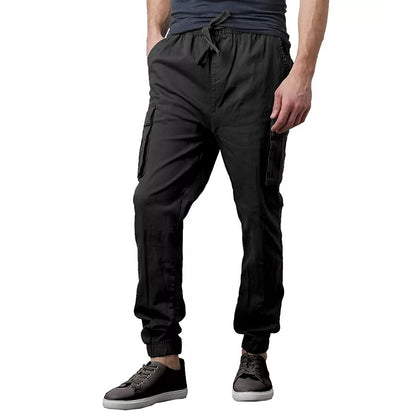 24 Pack Men's Stretch Drawstring Twill Cargo Jogger Pants - Olive