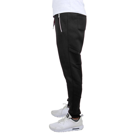 24 Pack Men's Fleece Jogger Sweatpants with Zipper Pockets - Black