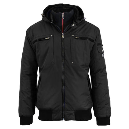 24 Pack Men's Heavyweight Motorcycle Bomber Jacket - Black