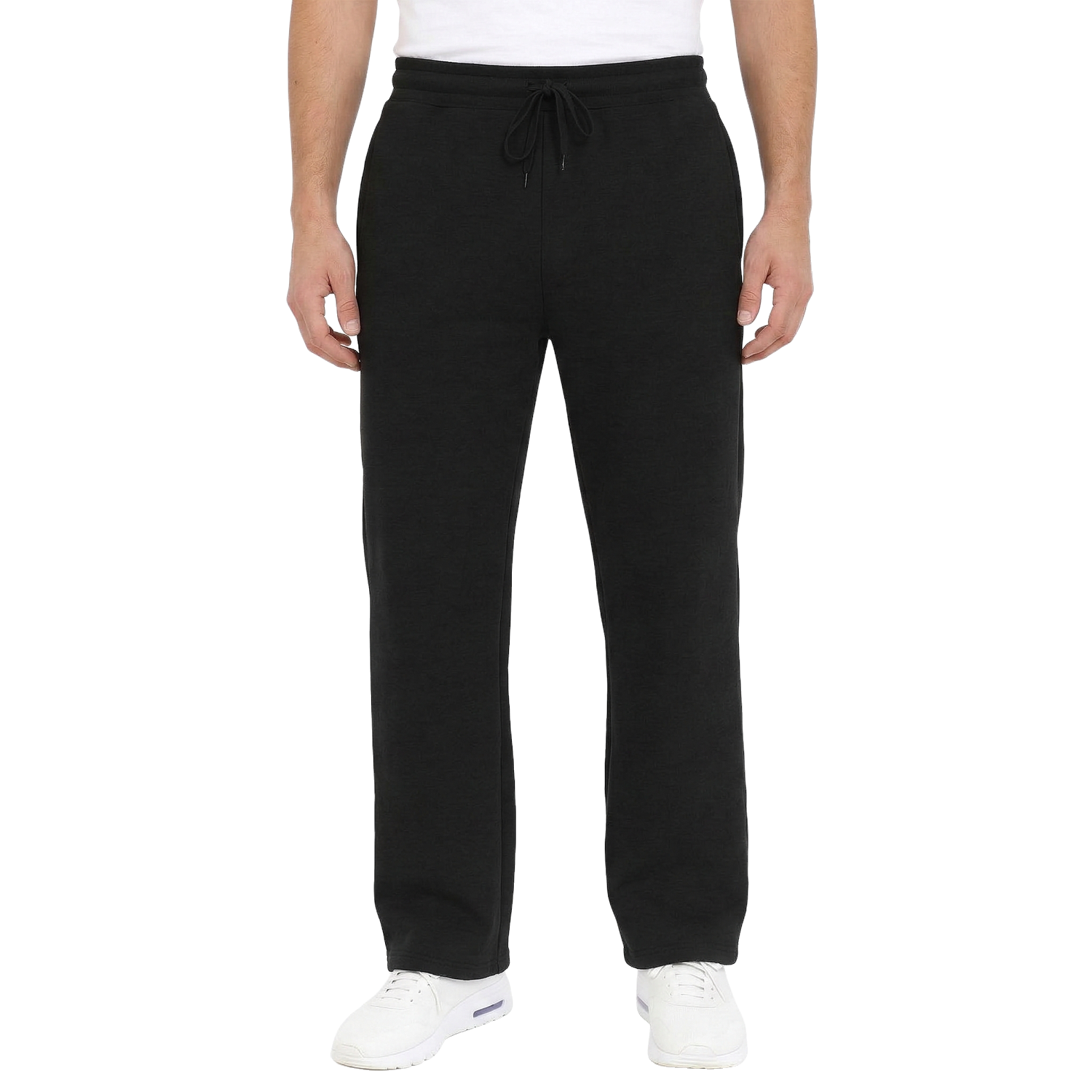 Wholesale Men's Fleece Open Bottom Sweatpants - Black (Case of 24 ...