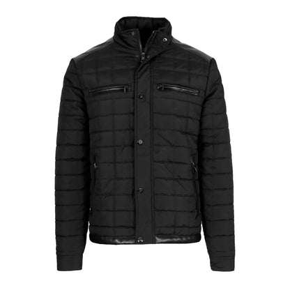 24 Pack Men's Lightweight Quilted Jacket with Faux Leather Trim - Navy