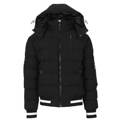 24 Pack Men's Heavyweight Hooded Varsity Bomber Jacket – Black