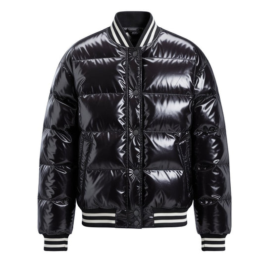 12 Pack Adult Varsity Style Shiny Bubble Jacket in Black