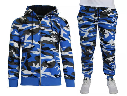 12 Pack Youth 2 Piece Zip Up Camo Sweatsuit - Grey Camo
