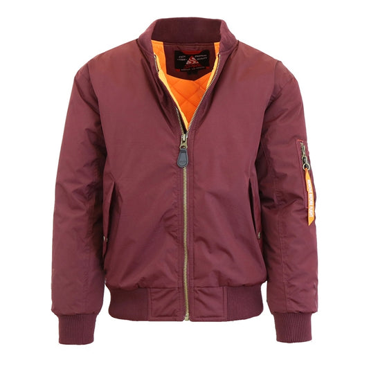 24 Pack Men's Heavyweight Bomber Flight Jacket - Burgundy