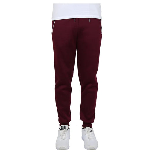 24 Pack Youth Fleece Jogger Sweatpants with Zipper Pockets - Burgundy