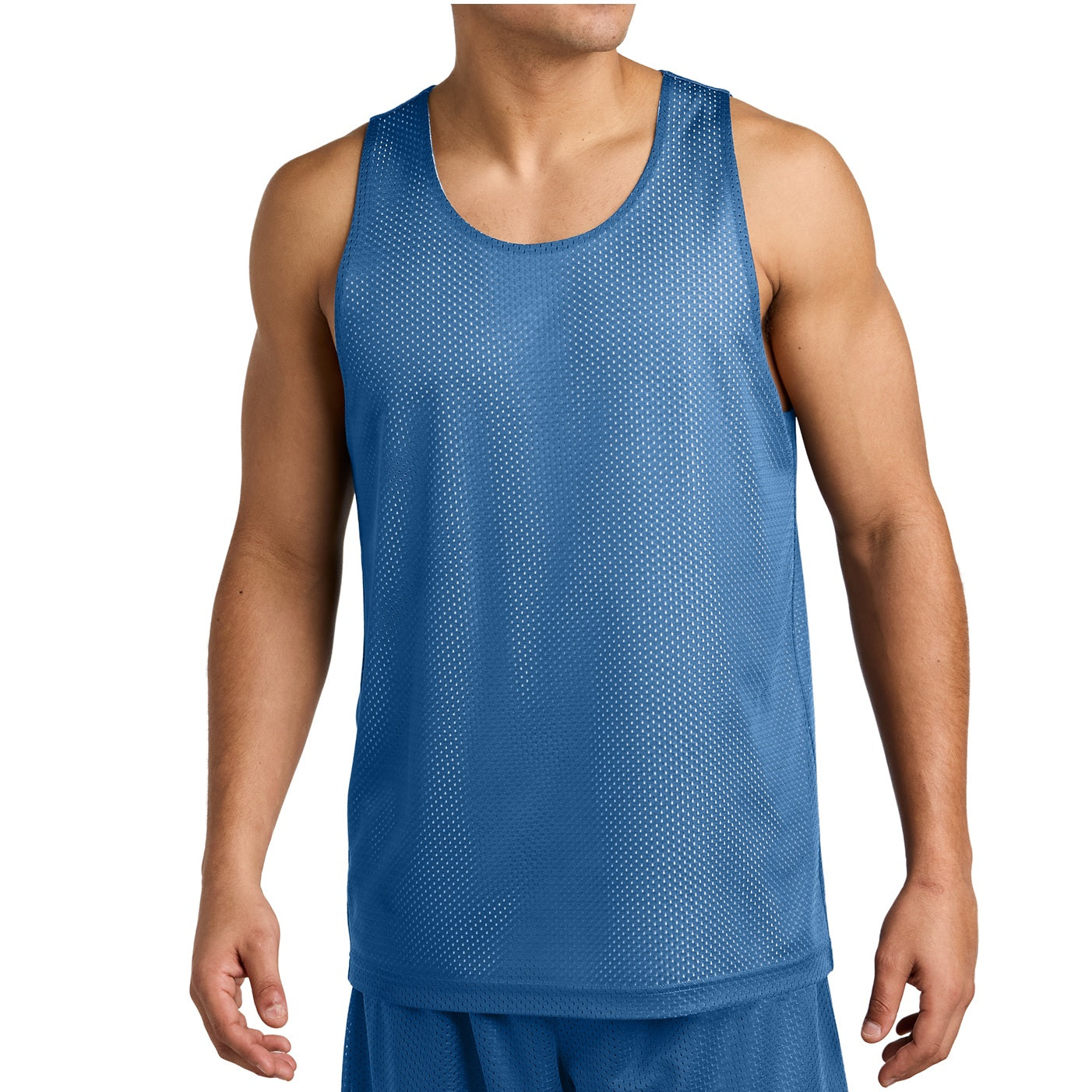 36 Pack Men's Reversible Mesh Jersey Tank - Carolina Blue / White