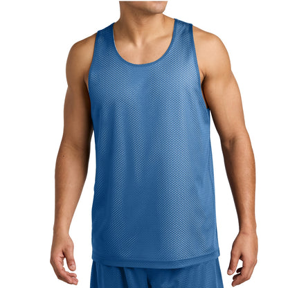 36 Pack Men's Reversible Mesh Jersey Tank - Carolina Blue / White