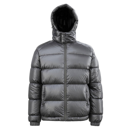 12 Pack Adult Shiny Bubble Jacket with Hood in Dark Grey