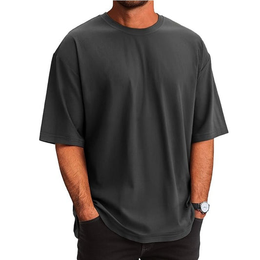 24 Pack Men's Oversized Drop T-Shirt in Dark Grey