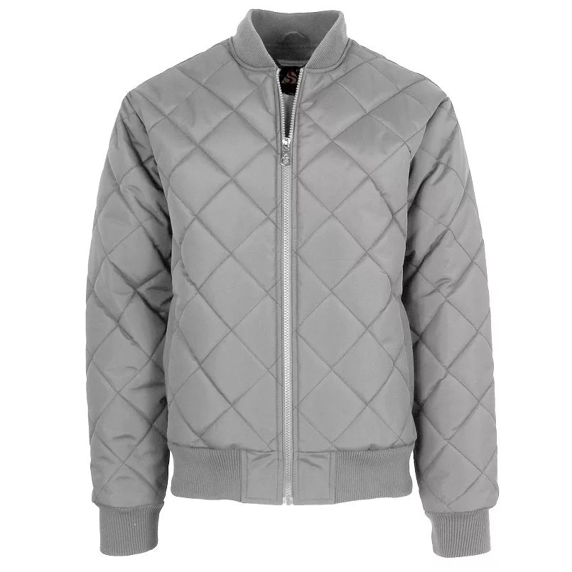 24 Pack Men's Padded Quilted Bomber Jacket – Grey