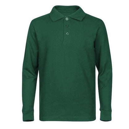 36 Pack Men's Long Sleeve Pique Polo Shirts - Hunter Green