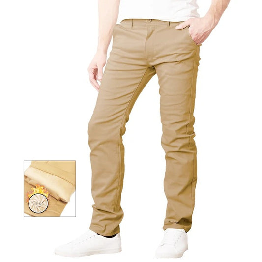 24 Pack Men's Fleece Lined Chino Pants - Khaki